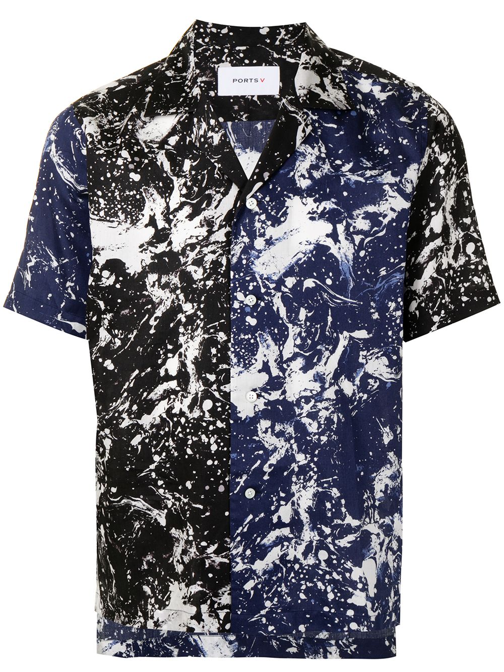 Marble-print button-down shirt - Blue