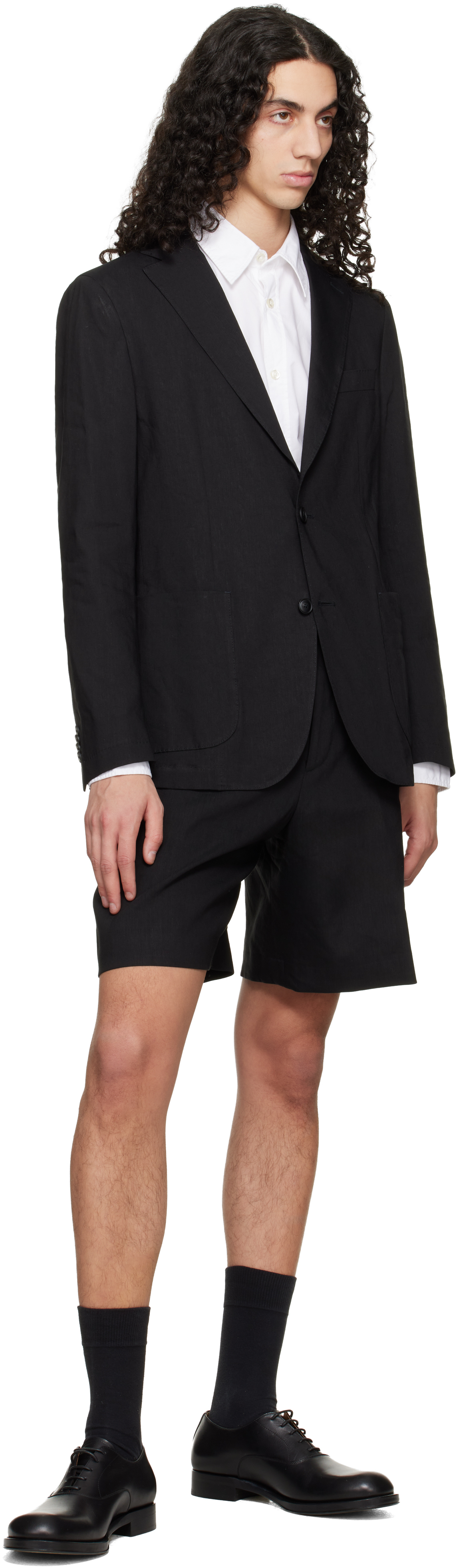 Black Slim-Fit Washable Tech Linen Blazer