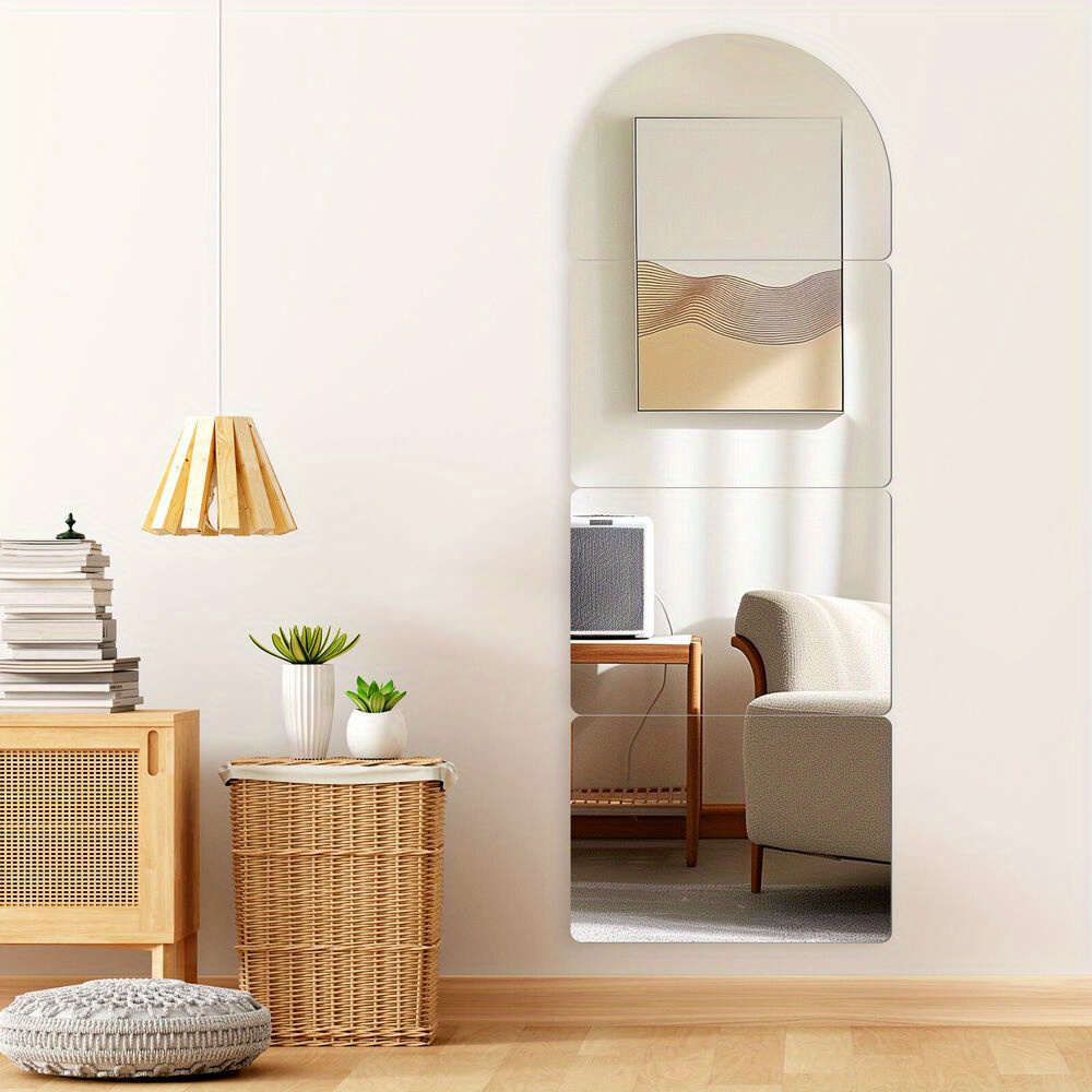 TEMU 4pcs 30x24cm Full Body Wall Mirrors Large Full Length Mirror Acrylic Mirror