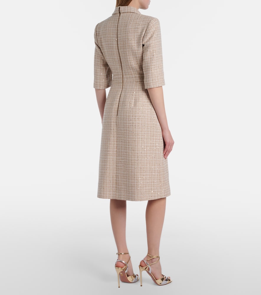 Sequined tweed midi dress
