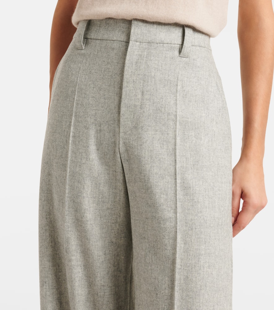 Wool and cashmere flannel wide-leg pants