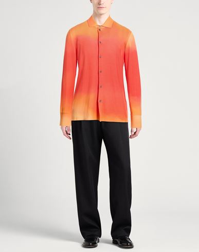 Man Shirt Tomato red Size L Wool, Silk, Cashmere