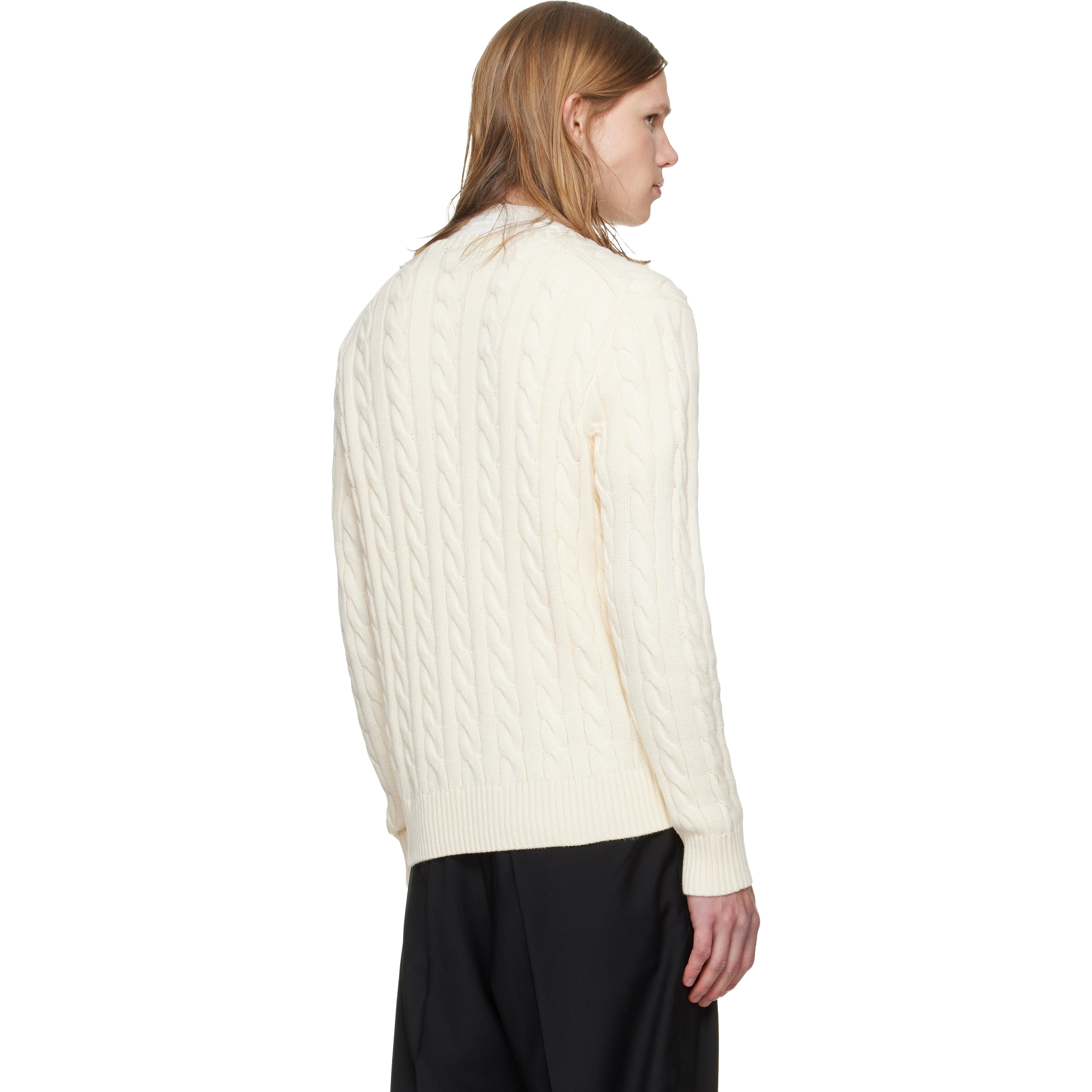 Off-White Cable-Knit Cotton Sweater