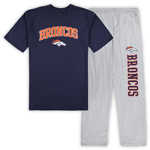 Men's Navy/Heather Gray Denver Broncos Big & Tall T-Shirt & Pajama Pants Sleep Set