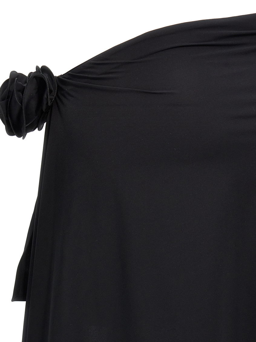Mini Skirt With Drape And Floral Applique