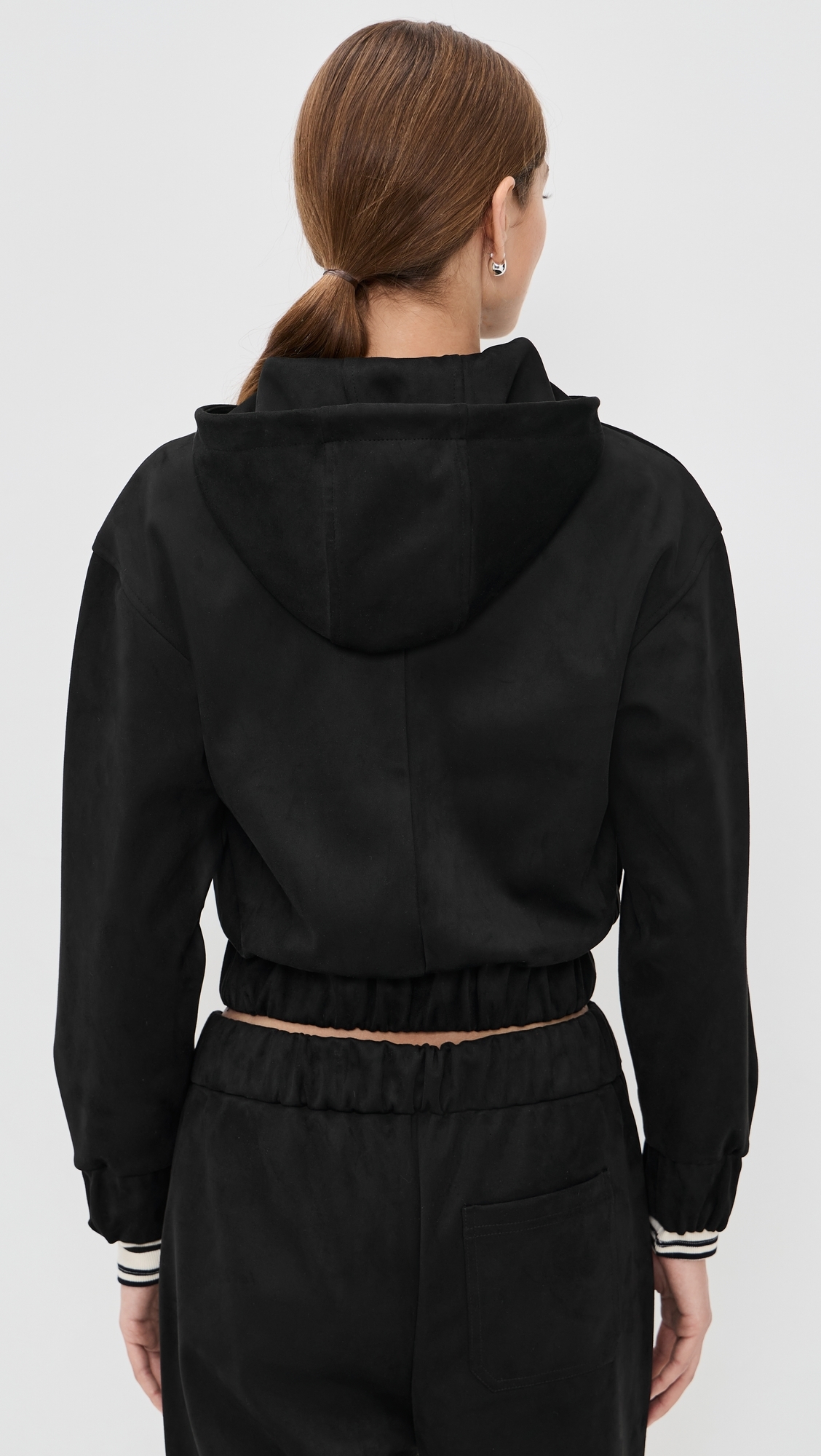 Mabel Faux Suede Hoodie Feather Grey