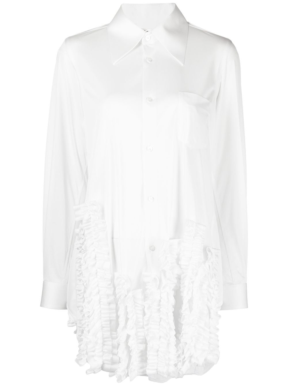 Ruffle-appliqué shirt - White