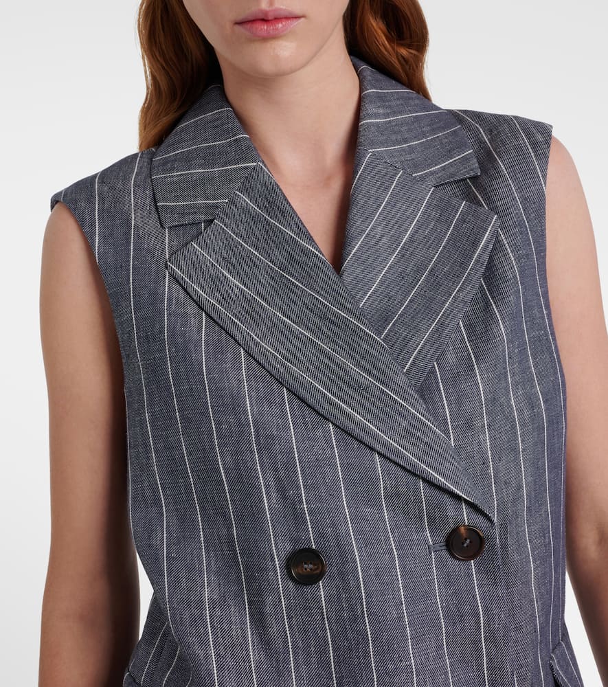 Ballo pinstripe double-breasted linen vest