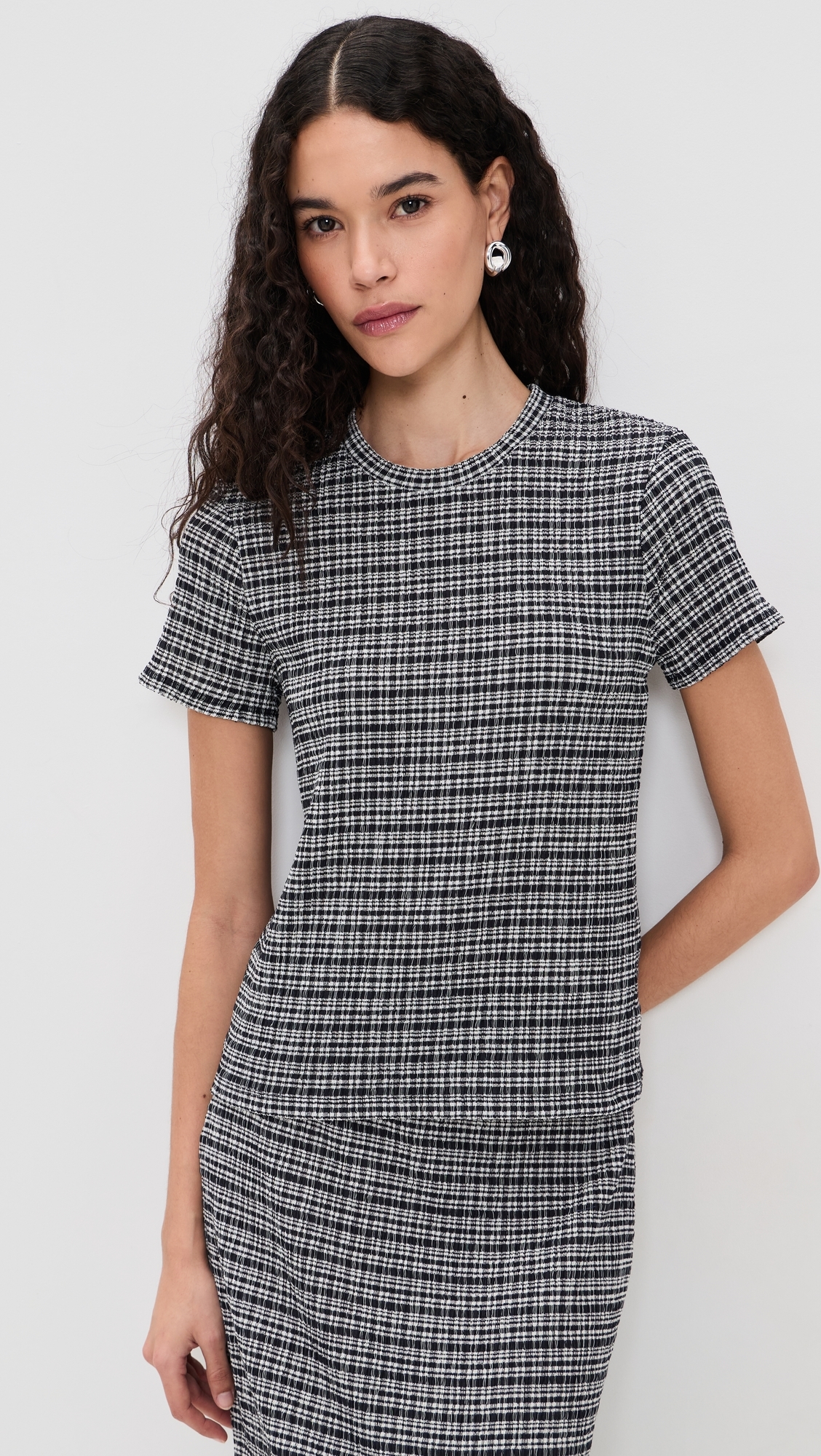 Short Sleeve Crew Neck Blouse Eclipse Combo