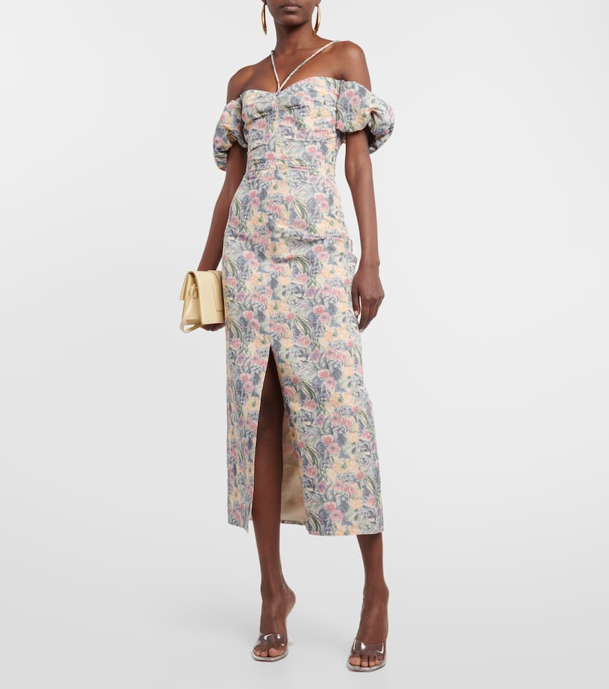 Ruched off-shoulder midi dress
