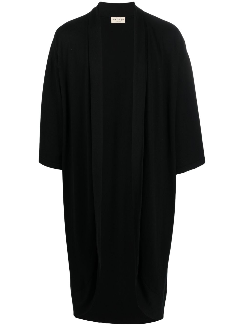 Open-front cotton cardi-coat - Black
