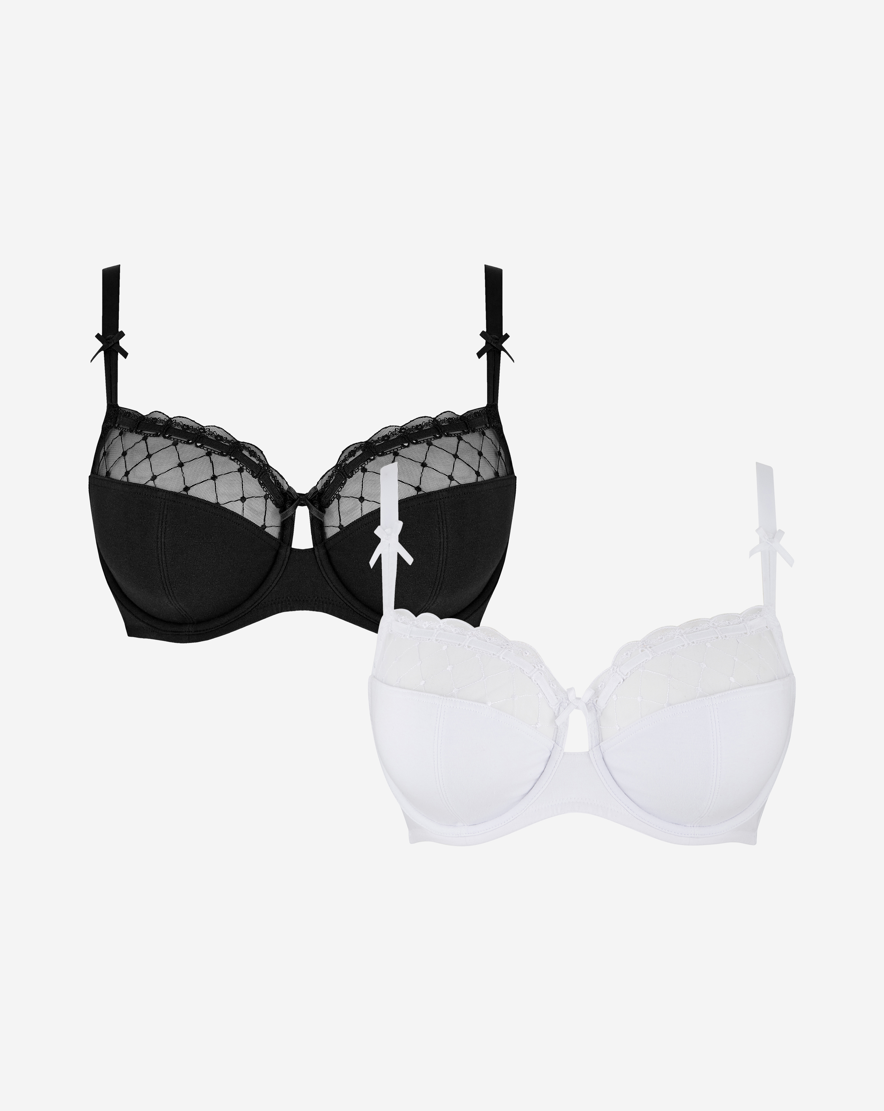 2 Pack Rachel Balcony Bras Black/White