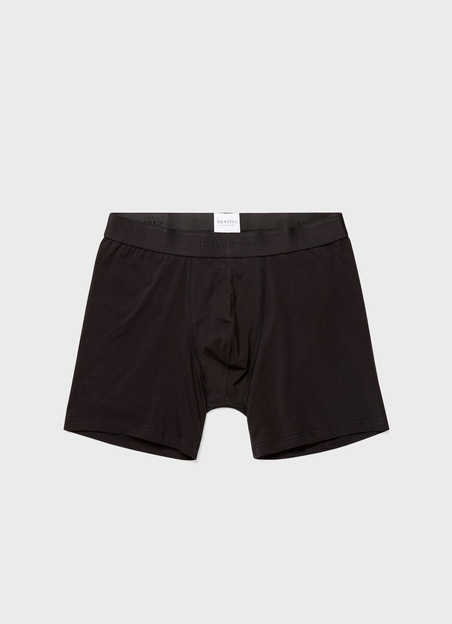 Men's Stretch Cotton Boxer Briefs in Black Classic Boxer Brief 92% Cotton Low Waist Mid