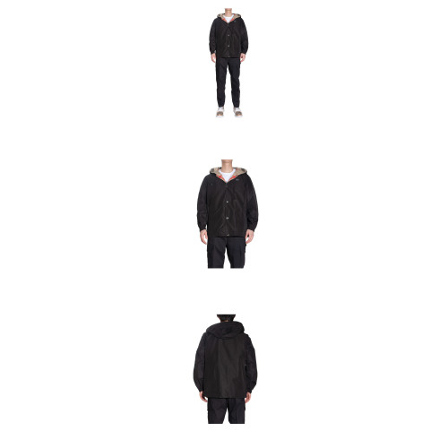 Black Reversible Waterproof Jacket In Polyester Man