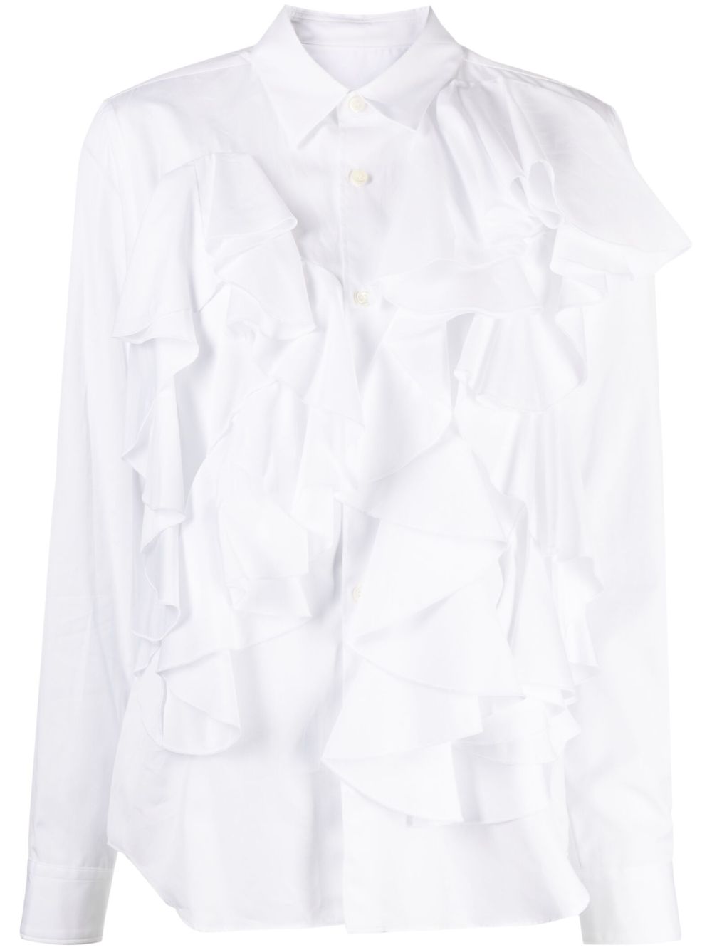Ruffled buttoned cotton shirt - Black