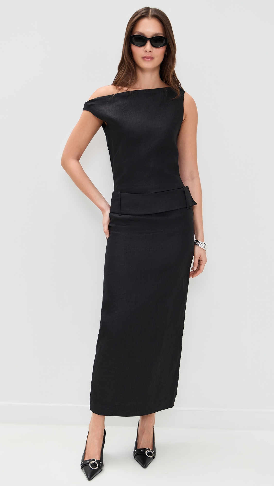 Raquel Off Shoulder Midi Dress Black 0P