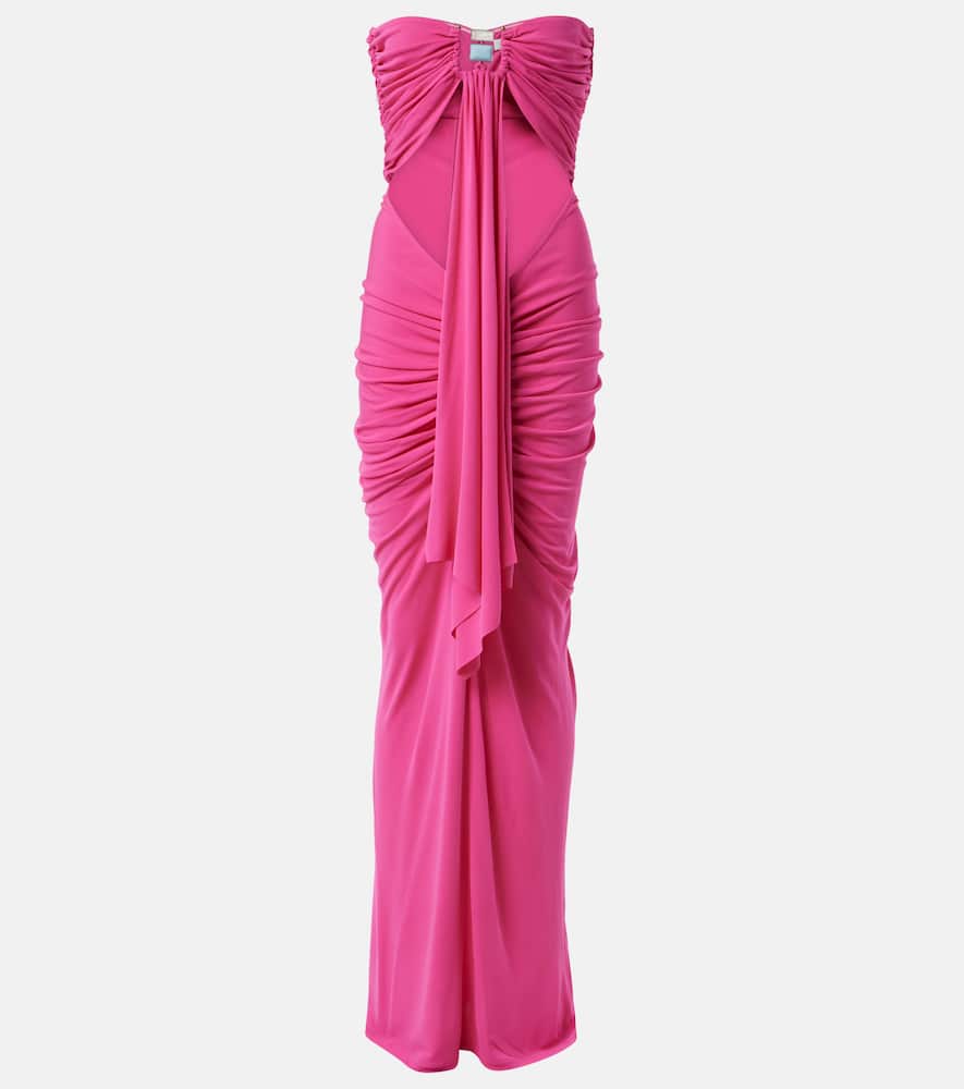 Embellished cutout jersey maxi dress