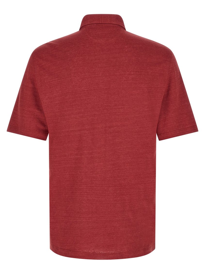 Linen And Cotton MéLange Jersey Polo Shirt Polo Shirts Red