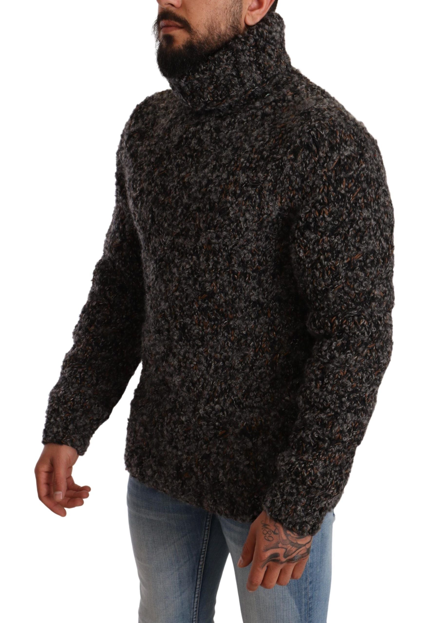 Wool-Blend Turtleneck Sweater — Gray
