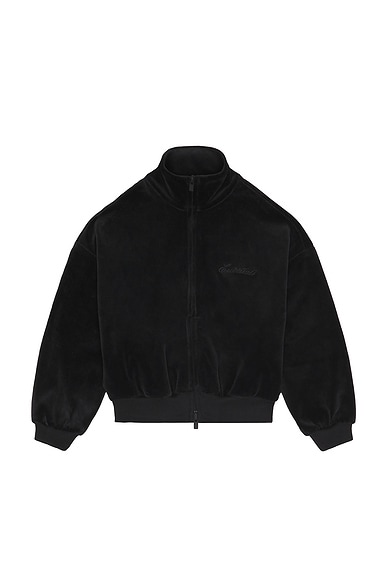 Fear of God ESSENTIALS Kids Classic Fit Track Jacket in Vintage Black - Black. 2/3 also /5