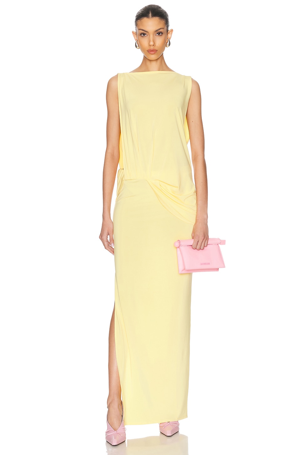 Jacquemus Women's Long Peplo Dress in Black | Size Small | 251DR2302381