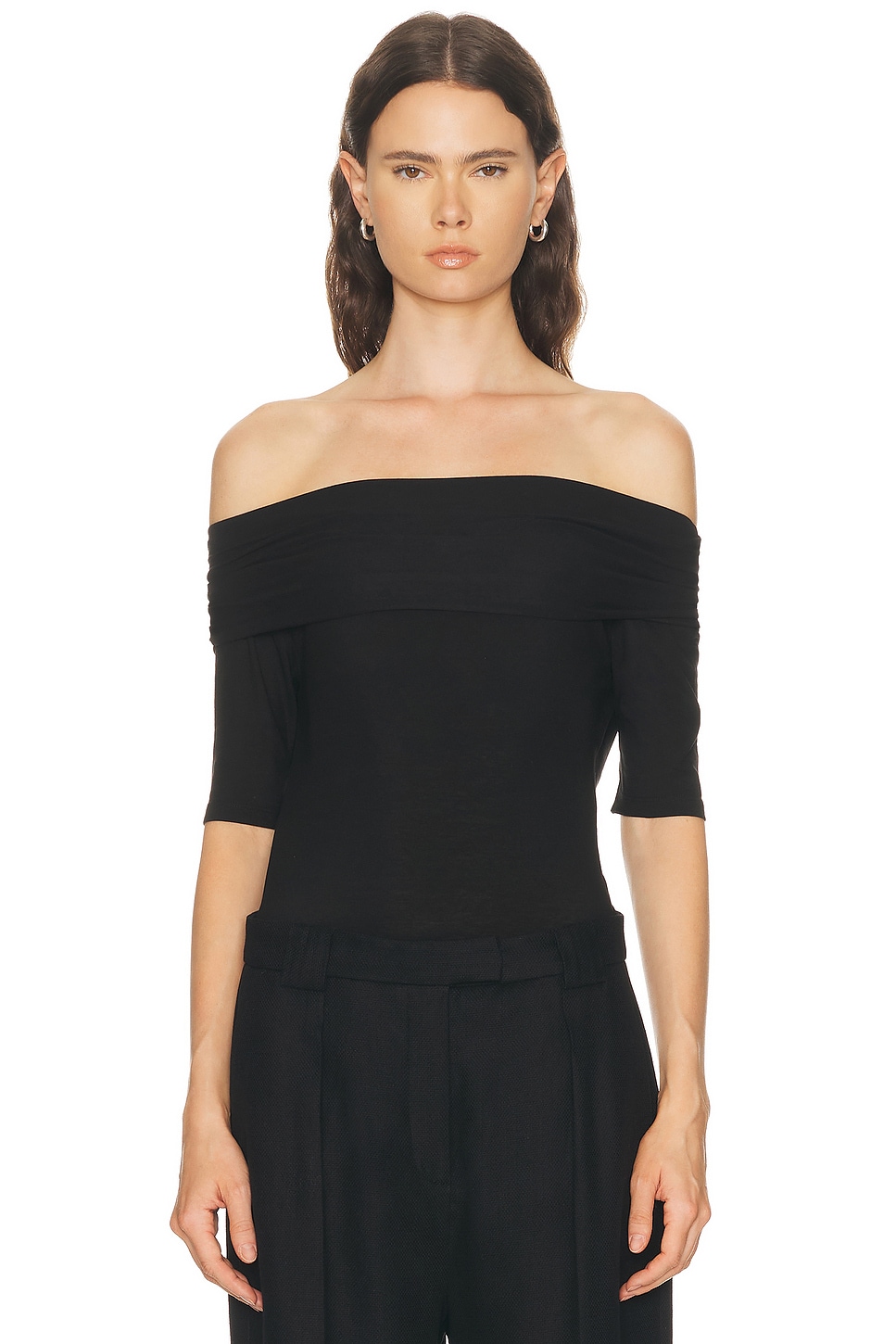 Lemaire Short Sleeve Twisted Top in Black - Black. L also in M