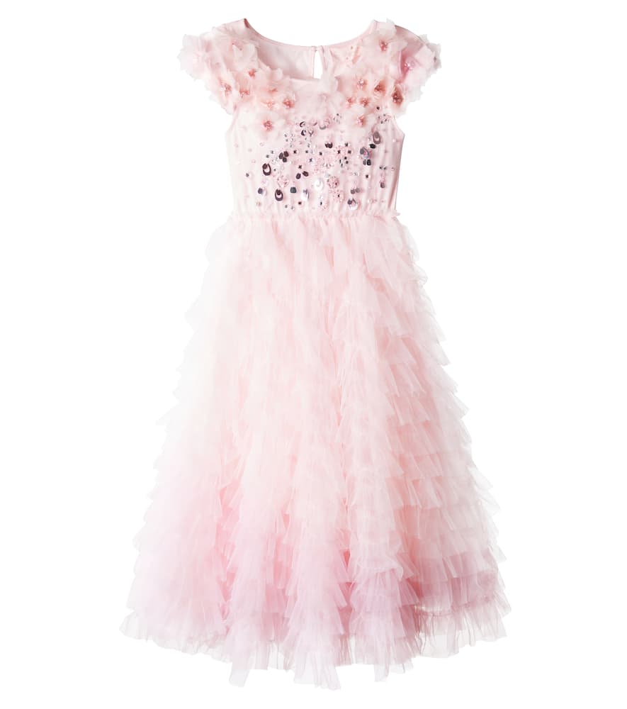 Zahra embellished floral tulle dress