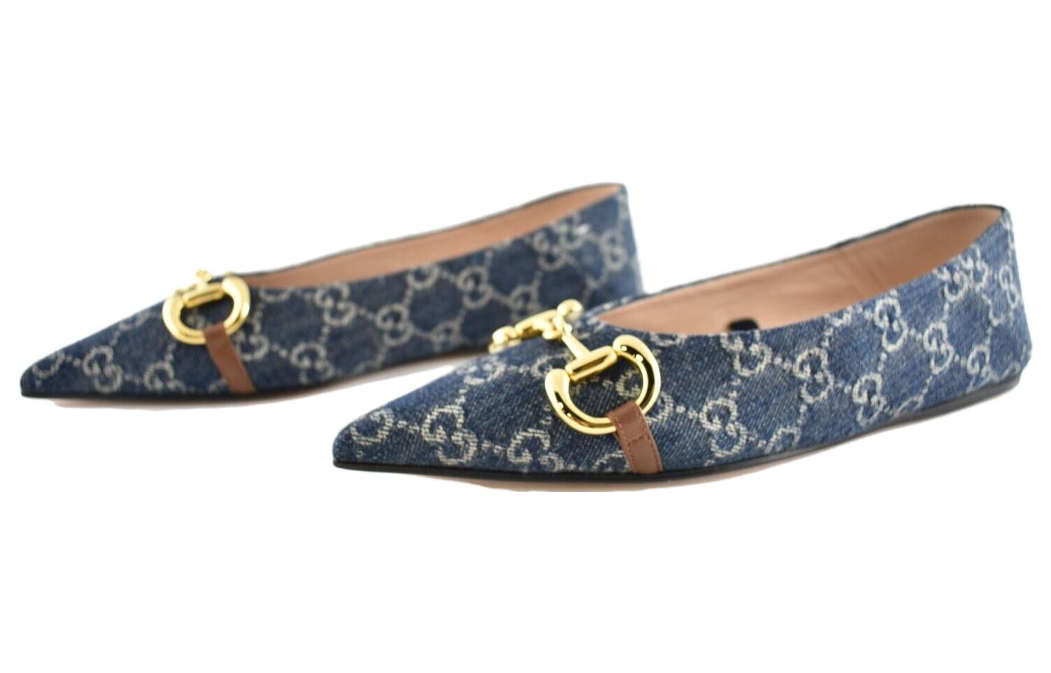 (WMNS) Denim Ballet Flat With Horsebit 'Blue'