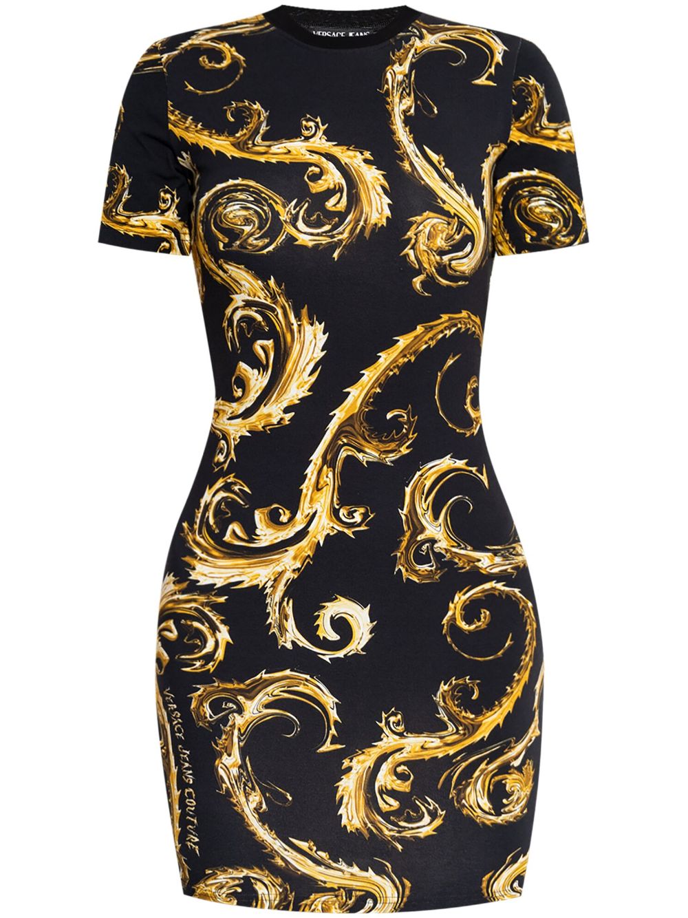 Baroque-print t-shirt dress - Black