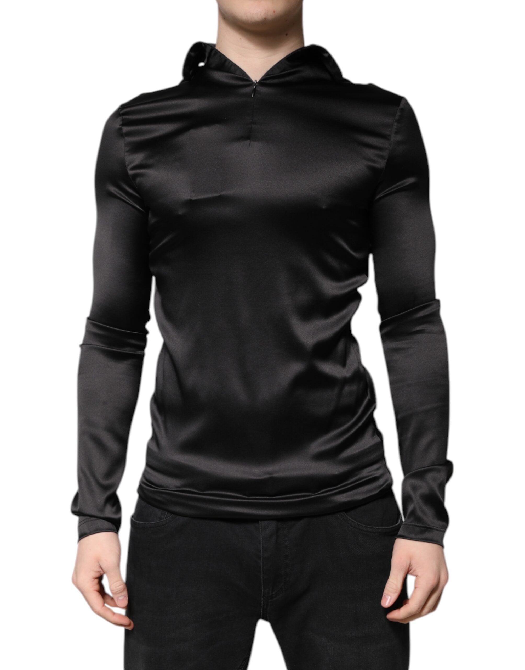 Silk Turtleneck Sweater — Black
