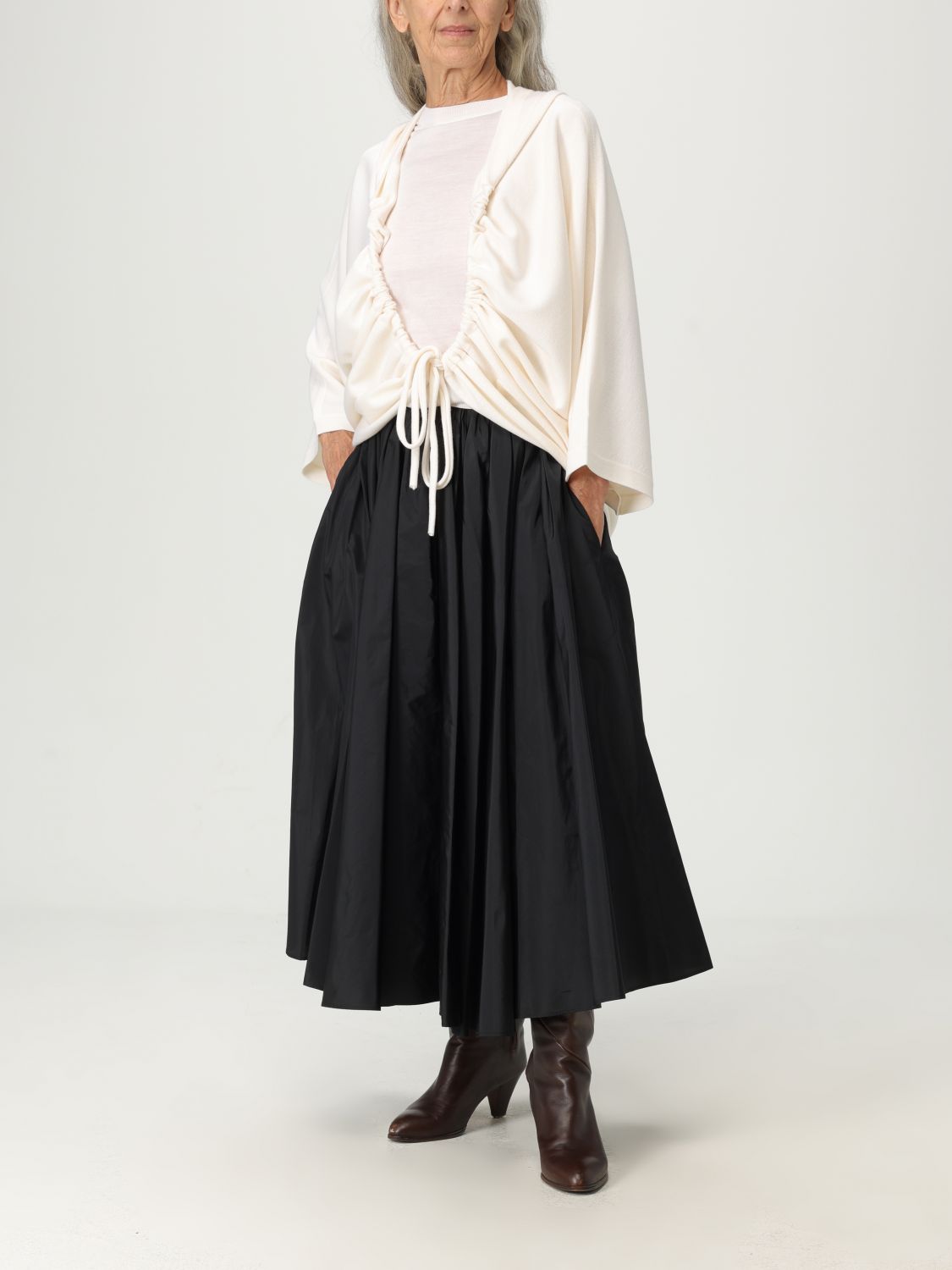 Hooded wool cardi-coat - Brown