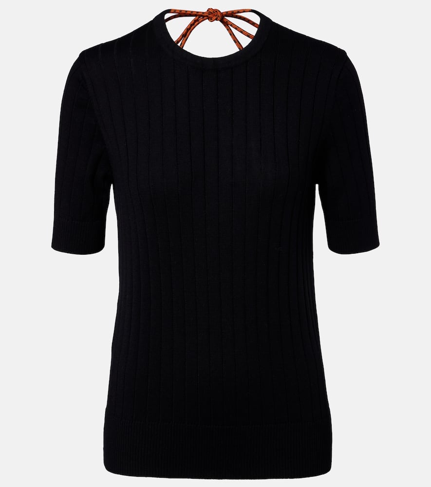 Ribbed-knit cotton top