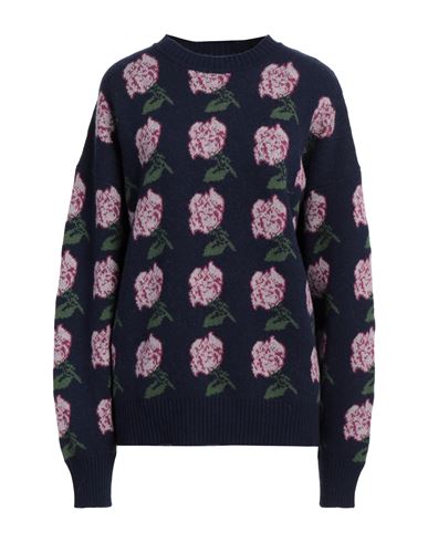 Msgm Woman Sweater Navy Size L Wool, Polyamide