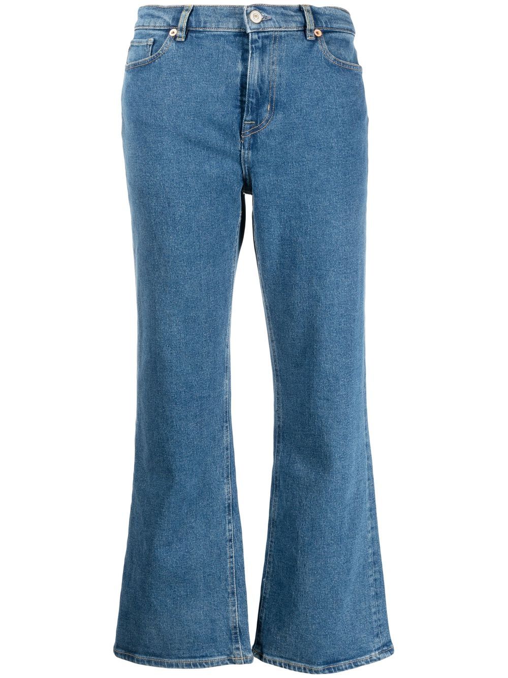 Cropped organic-cotton flared jeans - Blue