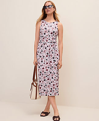 Ann Taylor Petite Weekend Floral Tie Waist Sheath Dress