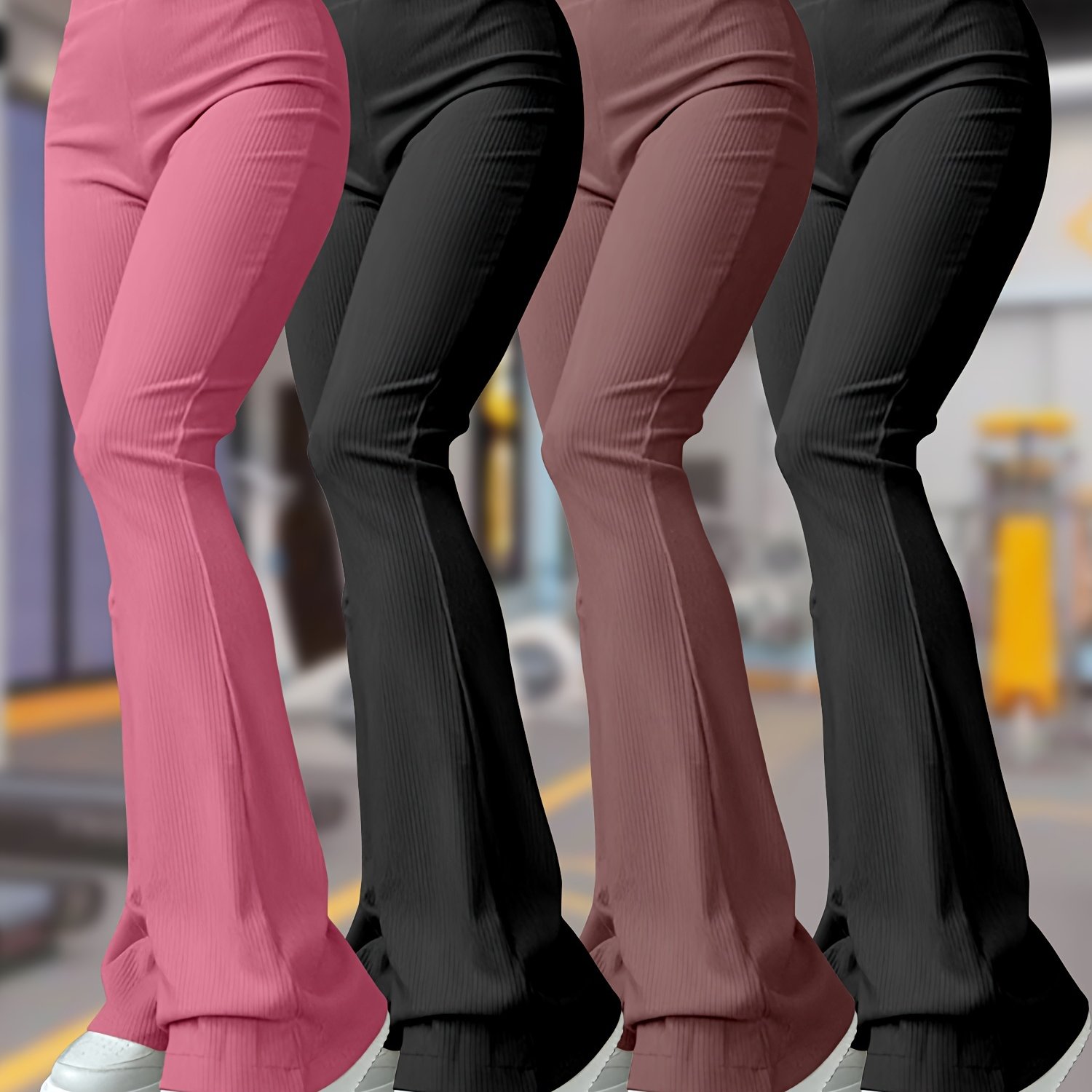 TEMU 4pcs Women's Casual Pants, Slim And Slim, Versatile Slightly Flared Pants, Women's Trousers 4pcs Set