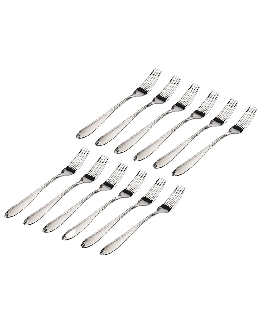 Set Of 12 Wave Sandblasted 18/0 Stainless Steel Salad Fork
