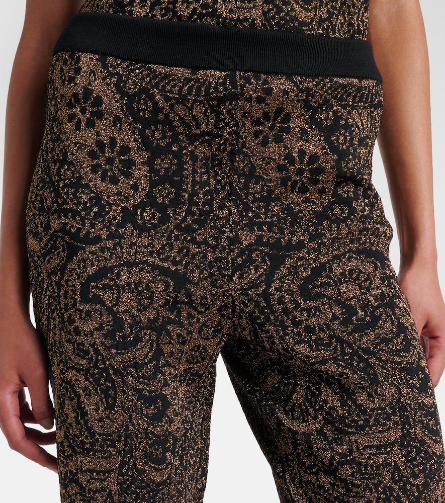 Paisley wool-blend lamé flared pants