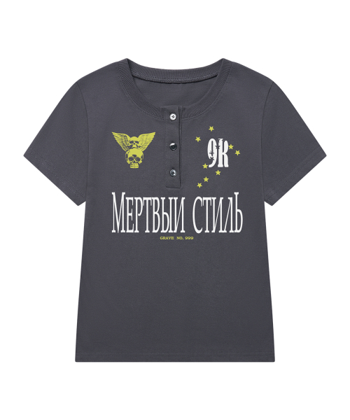 NO999 Henley Neck Short Sleeve T-Shirt _2color