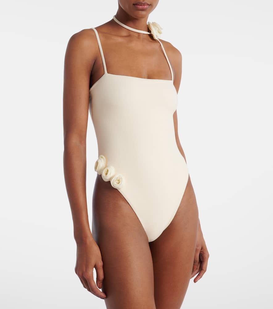 Rose Choker asymmetrical swimsuit