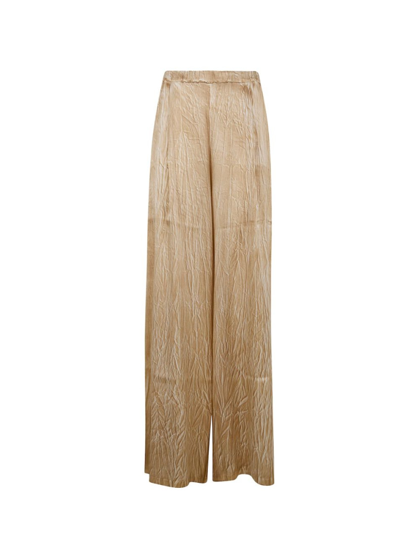 Beige Flared Flat Front Pant