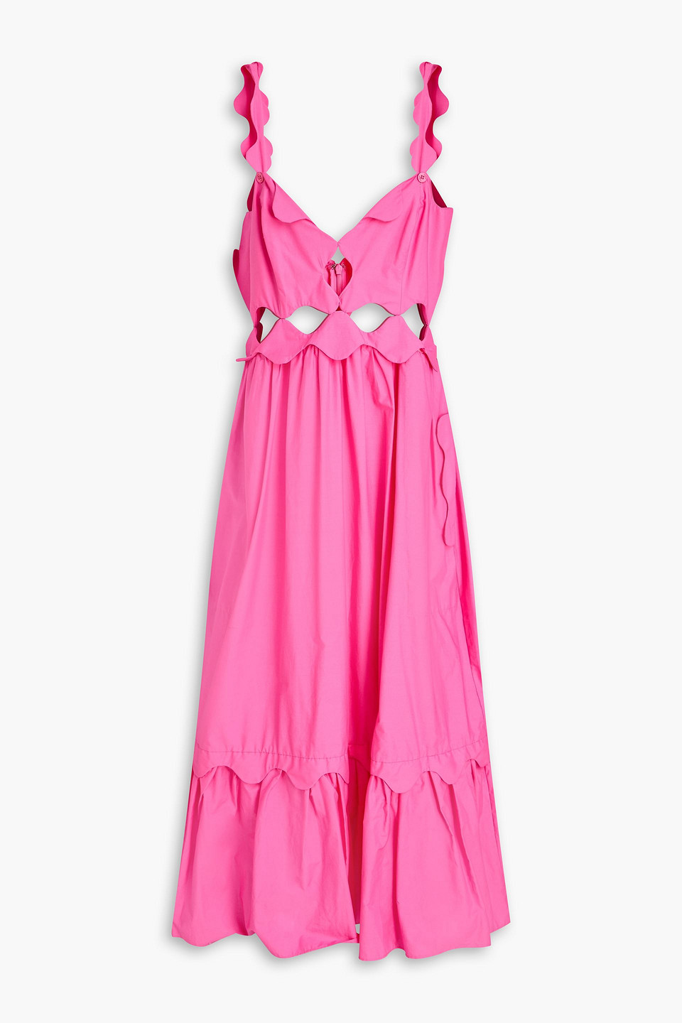Cutout cotton-poplin midi dress - Pink - XL