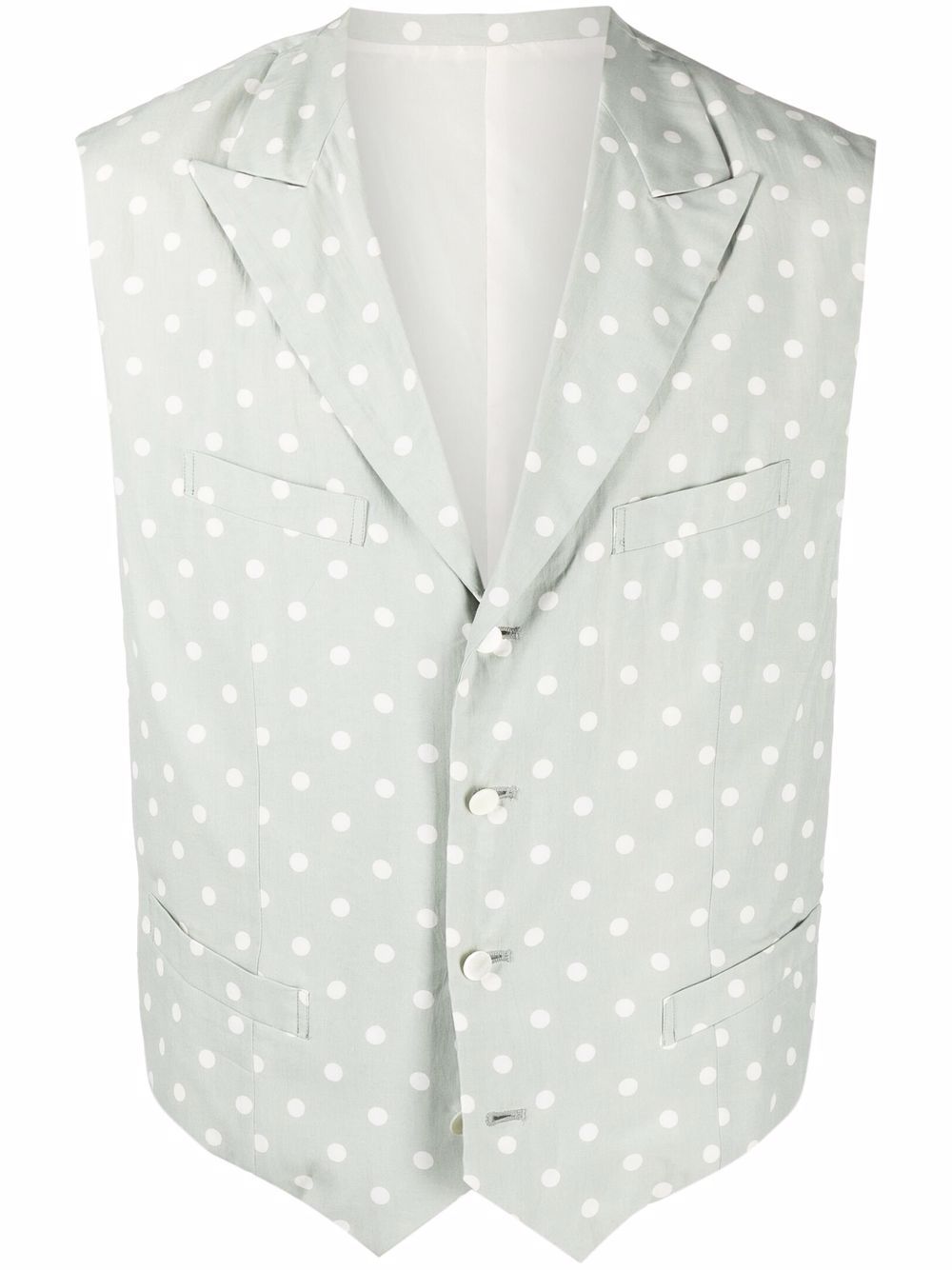 1990s polka dot single-breasted vest - Green