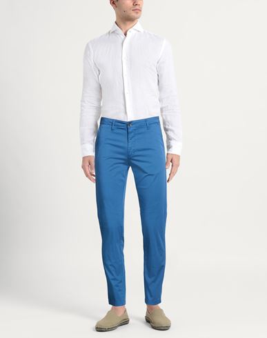 Man Pants Slate blue Size 32 Cotton, Elastane