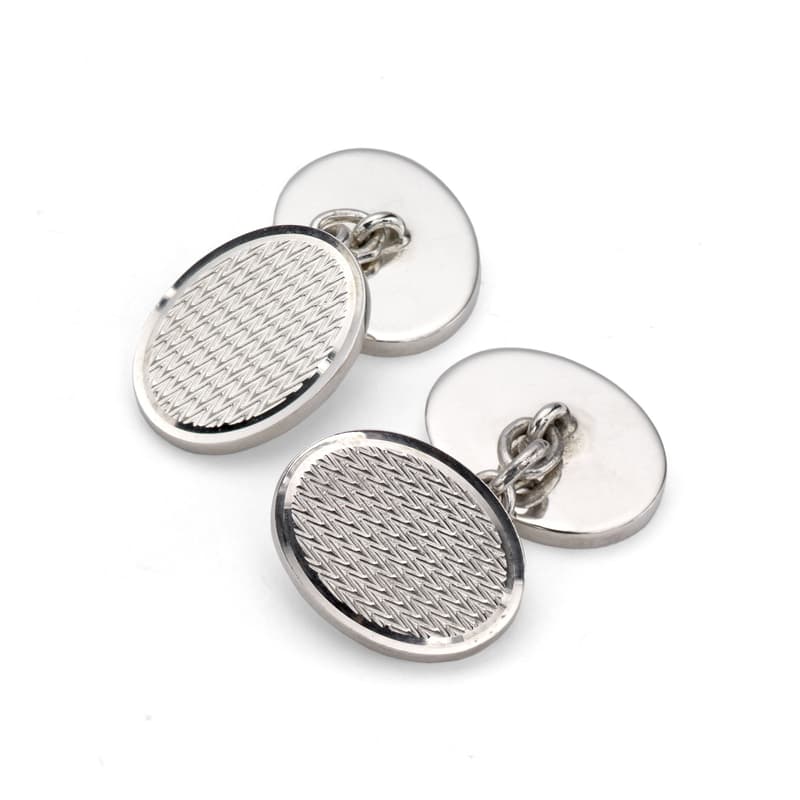 Classic Engine Turned Sterling Silver Cufflinks