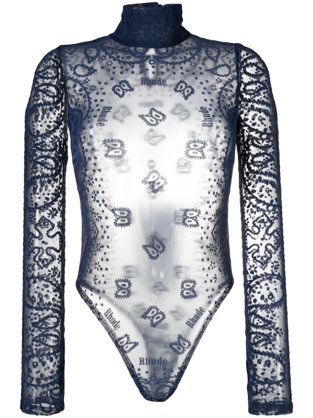 Bandana-embroidered bodysuit - Blue