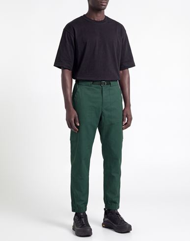 Man Pants Emerald green Size L Cotton, Elastane