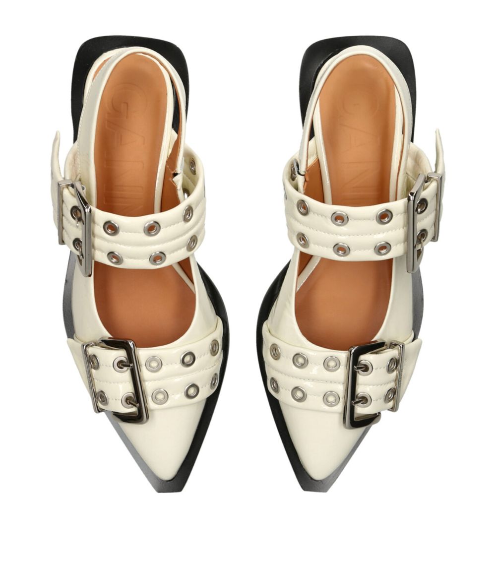 Leather Buckle Ballerina Flats