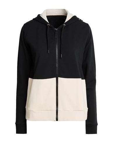 Woman Sweatshirt Black Size M Cotton, Elastane