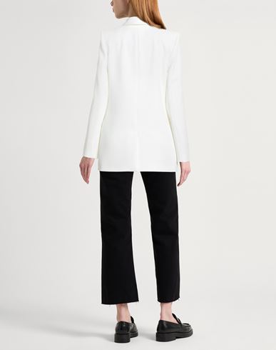 Woman Blazer White Size 10 Polyester, Elastane